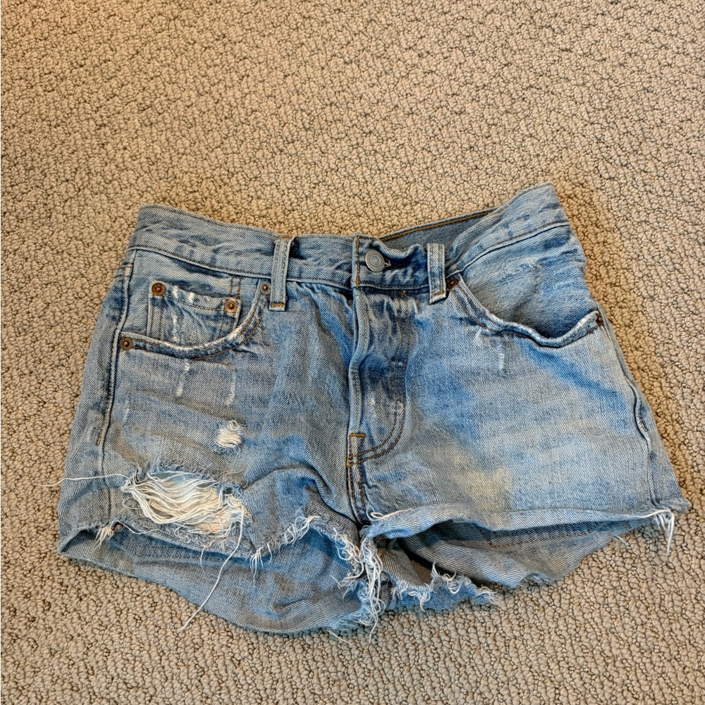 Levi's Light Blue Distressed Jean Shorts